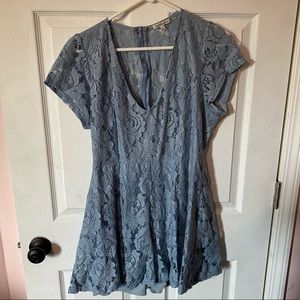 Lacey Blue Romper Low-Cut Romper